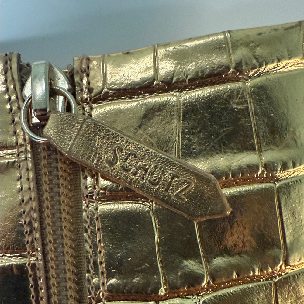 SCHUTZ Metallic Gold Ankle Booties - Picture 5 of 6
